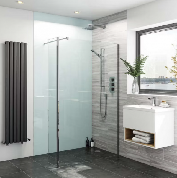 Dinding kamar mandi dengan panel akrilik transparan